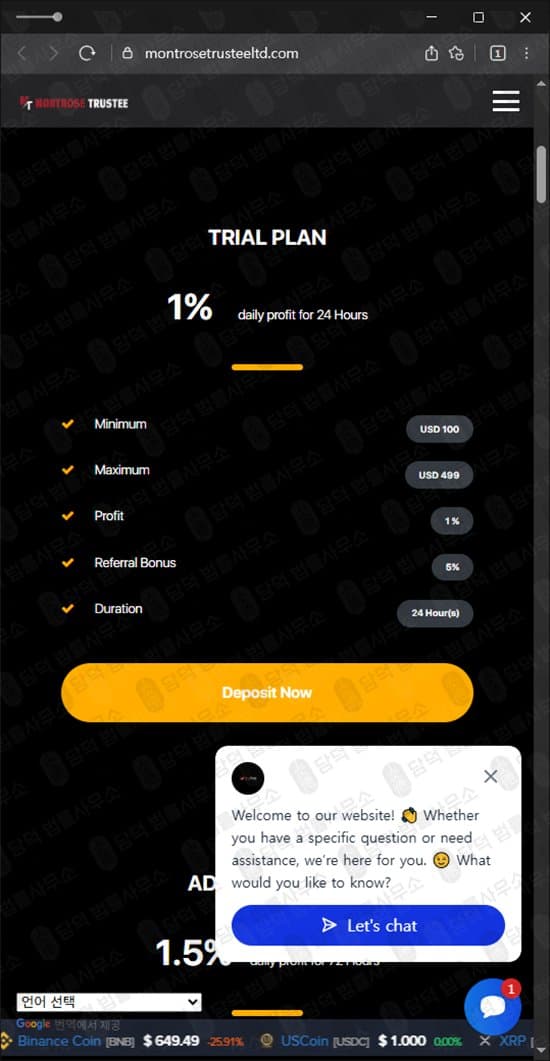 몬트로즈 트러스티(Montrose Trustee) 로맨스스캠 사기 montrosetrusteeltd.com 피해 사례 담덕법률사무소